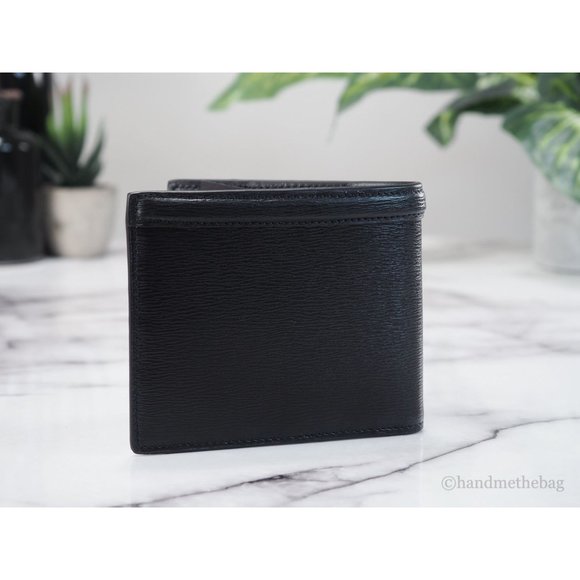 SOLD OUT!!   Monogram V Logo Bifold Organizer Wallet Black Grained Leather - Picture 3 of 9